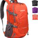 Lightweight Foldable Hiking Backpack 40L, Ripstop Nylon Packable Travel Daypack, Collapsible Backpack For Traveling Hiking Camping Touring(Orange)