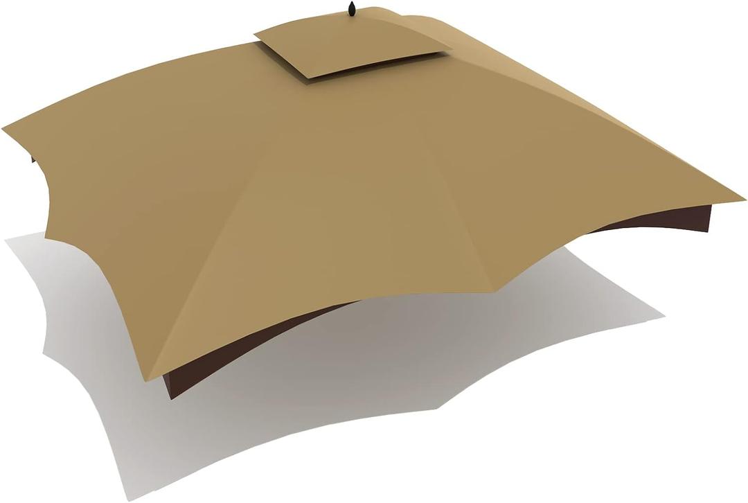 Wonwon Gazebo Replacement Canopy Top Cover 10X12 Double Tiered Canopy Roof for Lowe's Allen Roth Gazebo Model #GF-12S004BTO/GF-12S004B-1 (Khaki) (Khaki)