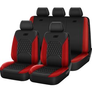 Skechers Gel Seat Covers,Cooling Car Seat Covers,Leather Seat Covers Full Sets,Airbag Compatible,Automotive Comfort Universal Fit for SUVs,Vans,Sedans,Cars,Trucks,Red