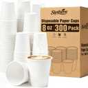 300 Pack 8 oz Paper Cups, Disposable White Hot and Cold Coffee Cups for Water, Tea, Juice, Cocoa, Bulk Party Office Home Travel
