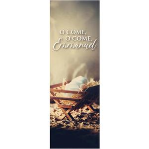 Christian Brands Christmas Banner – Crib “O Come Let Us Adore Him” Church Banner, 2' x 6'