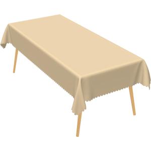 Beige Table Cloth, 70x180 Inch Rectangle Polyester Fabric Tablecloth Thick,Wrinkle Resistant Washable Reusable Table Cover for Dining Picnic Outdoor Camping Anniversary Party Decoration