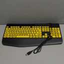 SABLUTE Large Print Computer Keyboards, Wired USB High Contrast with Wrist Rest, Phone Holder Oversized Print Letters Easy to Read for Visually Impaired Vision Individuals (Yellow+Black)