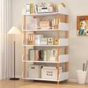 5-Tier Open Bookcase with Extra-Deep Shelves - Modern Display Bookshelf Premium Solid Wood for Living Room, Home Office & Bedroom, 11.8in Deep Storage Cabinet, Warm White (Warm White, Extra Large, 5)