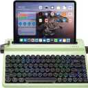 YUNZII QL75 Wireless Typewriter Hot Swap Retro Mechanical Keyboard,Punk Round Keycaps,RGB Backlit QMK/VIA Programmable,Multi-Device Keyboard with 2.4GHz/Type-C/BT5.0 (Green, Onyx Switch)