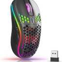 AVMTOM Wireless Mouse Wireless Gaming Mouse Rechargeable PC Mouse with RGB Backlit 6 Buttons Adjustable Ergonomic for Laptop, PC, Computer, Desktop, Notebook etc Gaming Mouse Wireless (Black)