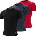 MagnaMan Men's Compression Shirts 3 - Pack: Moisture - Wicking Athletic Baselayer Tops (XXL)