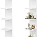 FURAOMEILI 7 Tier Wall Shelf Unit,Vertical Column Floating Storage Home Decor Organizer,White Lack Wall Shelf for Bedroom,Living Room,Office Decor(2 Pack)