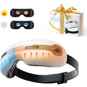 ALLJOY Eye Massager with Heat and Cooling for Migraines, Eye Massager for Relief of Migraine, Dry Eyes, Sleep, Rechargeable Bluetooth Music, Gifts for Women and Men