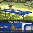 Fitted Tablecloths for 6-Foot Rectangle Tables - 6 Pack Outdoor Picnic Table Covers with Elastic, Washable Folding Table Protector for Party Banquet Graduation, 30x72 Inch, Royal Blue