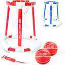 GoSports Splash Hoop 360 Floating Pool Basketball Game - Choose Red or Blue - Includes Hoop, 2 Balls and Pump, 20" x 20" x 22"