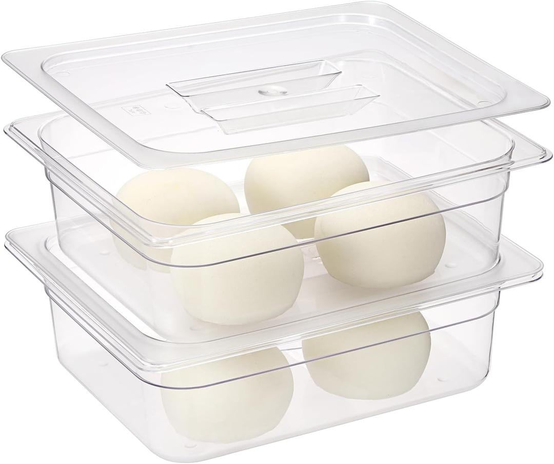 2 PCS Clear Pizza Dough Proofing Box with Lids, 12.8x9.2 Inch Dough Trays for Bread Making, Graduated Pizza Proofing Container Fits 4 Dough Balls for Home Kitchen, Restaurants, Chef(Small)