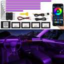 Acrylic Interior Car LED Strip Light with Wireless APP, RGB 6 in 1 with 175 inches 593 LEDs Fiber Optic Ambient Lighting Kits, 16 Million Colors Sound Active Function Car Neon Lights