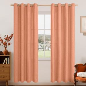 LAMIT Terracotta Linen Curtains for Living Room/Bedroom 78 Inches Long, Light Filtering Grommet Faux Linen Textured Window Drapes Fall Room Decor, 2 Panels, 52 x 78 Inch