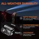 REGOKI LED Headlamp Rechargeable - Super Bright Head Lamp with 9 Modes for Camping & Hiking Gear Essentials, IP44 Waterproof Headlight Flashlight with Red Light, USB Cable Included