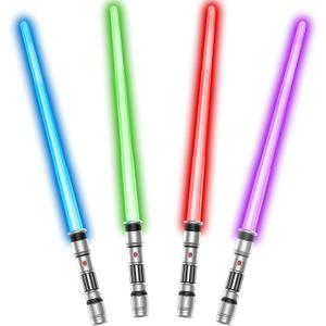 4 Pack Light up Sword Saber with FX Sounds (Motion-Sensitive) and Retractable Handle, 4 Colors Changing Led Glowing in he Dark Dueling Sword for Kid Adult, Galaxy War Party, Halloween Cosplay
