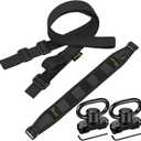 CVLIFE Two Point Sling Upgrade Wide Padded Sling with Removable Sling Swivels Quick Adjust Traditional Sling Length Adjustable for Outdoor Activities (Black)