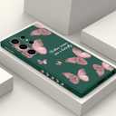 LEECG for Samsung Galaxy S24 Ultra Case, Creative Flower Pattern Design Phone Cover Drop Protection Soft Ultra Thin Scratch Resistant Microfiber Lining Inner for Galaxy S24 Ultra-Butterfly Green