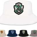 Harry Potter Bucket Hat for Kids, Boy, Girl Sun Hat Ages 4-7, Big Kids 7-14 Years 100% Cotton for Summer Teen Youth Beach Hat (White)