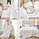 Faux Fur White Throw Blanket for Couch - Super Soft Heavy Flufyy Thick Bubble Throw Blankets for Bed Bedroom Living Room Farmhouse Sofa Chair Fall Winter Warm, 90x90 Inch