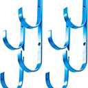 Swimming Pool Aluminum Pole Hanger Set, Blue, 2-Pack (4 Hooks), for Telescoping Poles, Leaf Rakes, Skimmers, Nets, Brushes, Vacuum Hoses (2pk)