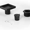 Bochni Shower Drain 4"*4" Matte Black 304 Stainless Steel | Fast Drainage | Tile Inserted | Stainless Floor Drain Grate | Hair Strainer | Drain Key | The Upgrade for Your Bathroom