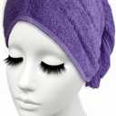 Long Cotton Hair Towel Wrap for Women 28"x11" (Pack of 2) Purple, Hair Towel Cotton