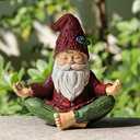 Smadeer Garden Yoga Gnome Statue, Outdoor Gnomes Figurine with Solar Lights, Knome in Yoga Pose for Garden Decor, Elf Sculptures and Statues for Patio Lawn Yard