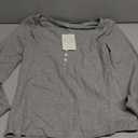 Ezbelle Women's Lounge Sets 2 Piece Outfits Long Sleeve Crop Button Down V Neck Shirt Knit Pajama Pant Fall Clothes (Medium, Grey)