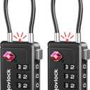 TSA Approved Luggage Locks | Inspection Indicator, 4-Digit Combination, Durable Zinc Alloy | for Suitcases, Backpacks, Travel Bags | Black, 2-Pack