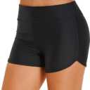 HODOSPORTS Women's 3" Swim Board Shorts UPF50+ Quick Dry Swimsuit Bottoms Full Liner Boyshort Bathing Suit Bottom (Black) L