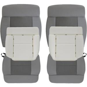 NLQR Gray Front Driver & Passenger Side Bottom & Top Lean Back Replacement Cloth Seat Covers & Foam Cushions Compatible with Ford F150 XLT F150 STX F150 FX4 2004 2005 2006 2007 2008