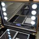 24'' Aluminum Trolley Rolling Makeup Train Case with LED Light Mirror Professional Cosmetic Travel Box with Bluetooth Speaker Make up Cosmetic Organizer Studio Nail Salon Beauty Vanity Pink