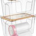 CANTAMI Trash Bag Dispenser with Lid, 2 Pack Plastic Stackable Trash Bag Holder, Extra Large Garbage Bag Dispenser for Kitchen, Laundry Room, Under Sink Organization and Storage