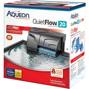 Aqueon QuietFlow 20 LED PRO Aquarium Fish Tank Power Filter For Up To 30 Gallon Aquariums