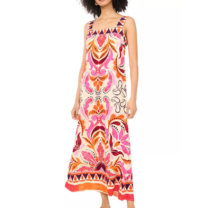 VINCE CAMUTO Smocked Back Challis Maxi Dress, L