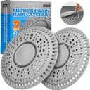zaa Shower Drain Hair Catcher, 2 Pack Premium Silicone Drain Protector & Shower Drain Cover, Shower Installation Kits for Flat Drains of Shower Room, Bathroom, Gray