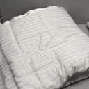 Downluxe Queen Size Blanket with Satin Trim, Lightweight Down Alternative Blankets Queen Size for All Season, Machine Washable (Ivory, 90x90 Inch)