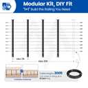 Muzata 16-20FT Modular Black Side Mount Cable Railing Kit 36 Inch 4 Level Post Kit Complete Set Cable Railing System for Decks Length Adjustable with Paper User Guide (No Handrail) RWF2 BH4S