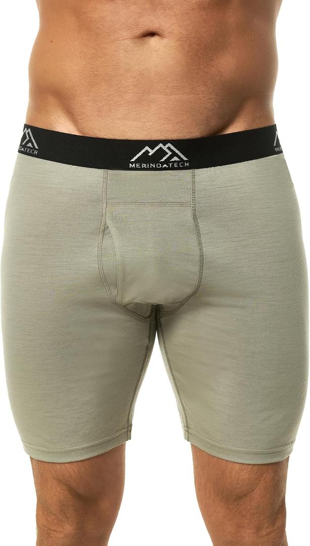 Merino Wool Boxer Briefs Breathable Dry Fit (Khaki 1 Pack, Large)