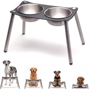 xympo Adjustable Elevated Dog Bowl 56 fl oz Stainless Steel Bowls