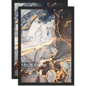 Fxojyvo 18x26 Picture Frame Set of 2 Black Engineered Wood Wall Hanging