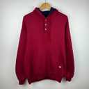 Vintage 90s Russell Athletic Dark Red Quarter Button Hoodie Size Medium