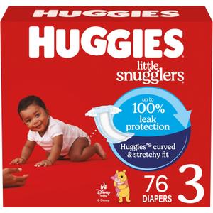 Huggies Size 3 Diapers, Little Snugglers Baby Diapers, Size 3 (16-28 lbs), Count of 76 