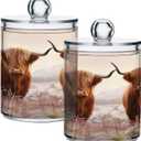 Highland Cow 2PC Airtight Transparent Plastic Storage Jar Food Storage Container Plastic for Food Herbs Tea etc with Storage Lid easy to use and clean With lid Easy To Use
