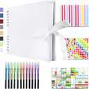 Vienrose Scrapbook Album 80 Pages, DIY Photo Album with Accessories, White Kraft Paper Memory Book for Wedding, Birthday, Travel, Valentine, Mothers Day, 11x8 Inches