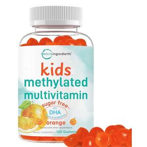 Methylated Multivitamins Gummies for Kids, 120 Count | Sugar Free Orange Flavored | 20-in-1 Complete Formula with DHA, Lutein, Probiotics, B12, Folate & More | Essential Vitamins & Minerals | Non-GMO, BBD 09/09/2027