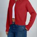 Trendy Queen Cropped Cardigan Sweaters for Women Lightweight Y2k Fall Outfits Spring Fashion Clothes 2026 (Medium, Red)