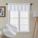 Lecloud Bessie White Valances for Windows 2 Panels Set, Short Cafe Kitchen Curtains with Rod Pocket, Window Valances Curtains for Bedroom Basement, Each 30 W x 14 L