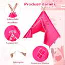 Windyun 6 Pcs Kids Teepee Tent Foldable Washable Indoor Outdoor for Boys Girls Toddler Boho Sleepovers Birthday Pajama Party Spa Supplies(63 Inch,Light Pink, Rose Red)